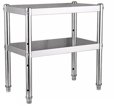 GXXINGIN Banco da Lavoro in Acciaio Inossidabile, Ripiani robusti e stabili da Pavimento, Tavolo da Cucina in Metallo, Tavolo da Preparazione Commerciale, Ripiani Aperti multifunzionali (90x40x80 cm)