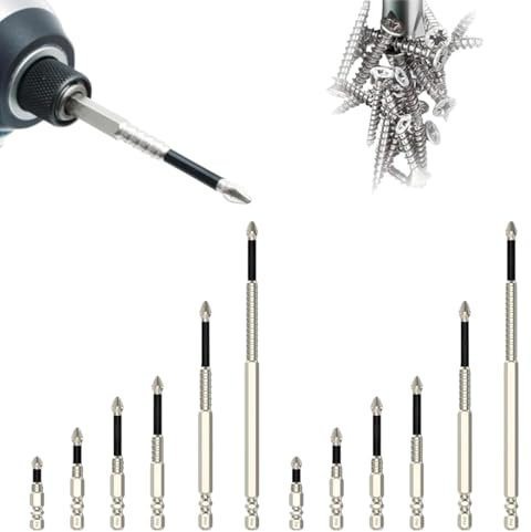 Tidepick High-Magnetic Screwdriver Drill Bit Set, Strong Magnetic Durability Screwdriver Drill Bit Set, High-Magnetic Screwdriver Drill Bit 25 50 65 70 90 150mm (12pcs)