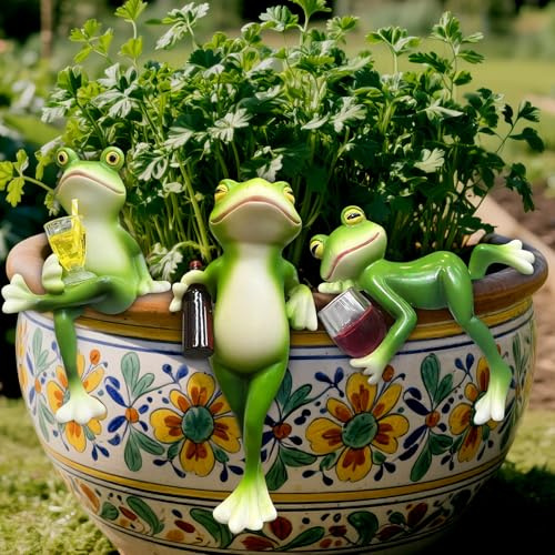 Znnhnn 3 maceteros Colgantes de Ranas, Ranas Colgantes, decoración de Rana, decoración de jardín, Estanque, Mini Estanque, decoración para Exteriores, jardín, balcón, Estanque
