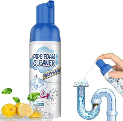 Detergente schiumogeno per scarichi, detergente e deodorante, potente detergente per lavello e scarichi, rimozione intasamenti per lavelli da cucina, scarichi doccia, vasche (1 pezzo)