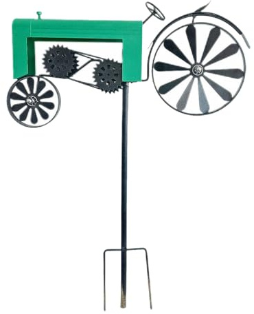Farm Tractor Windmill, Tractor Wind Spinner with Metal Stake, Rotating Yard Ground Stake Pinwheel, Decorative Tractor Pinwheel - Rotating Yard Art Wind Spinner for Outdoor Yard Porch Garden Backyard D