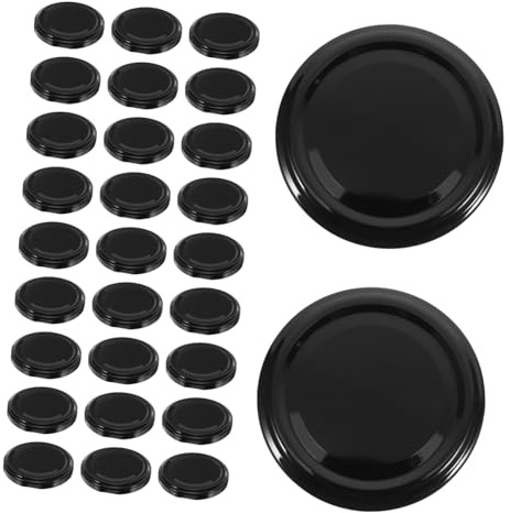 TOPPERFUN 50pcs Black Iron Jar Covers for Canning Jars 58mm Wide Mouth Jam Lids Reusable Sealing Caps for Fresh Food Storage and Reduced Leakage