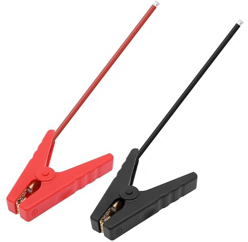 MEIRIYFA Pinzas de cocodrilo para batería de 10 AWG con cable desnudo de cocodrilo, 50 A, alta corriente para centrales eléctricas, coches, baterías, emergencias, rescate, 30 cm