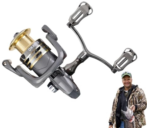 Angelrolle,5.2 1 Getriebeübersetzung Angelrolle mit Rotationssystem | Präzisions 50kg Max Zug Rostfreie Rolle Doppelte Kurbelarme für Forelle Wels Barsch Küste Süßwasser