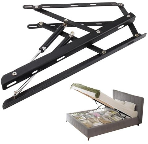 Paquete de 2 mecanismos de cama hidráulicos de alta resistencia, mecanismo de resorte de bisagra de elevación para cama de almacenam, juego de bisagras de marco de cama de almacenamiento elevable(90cm