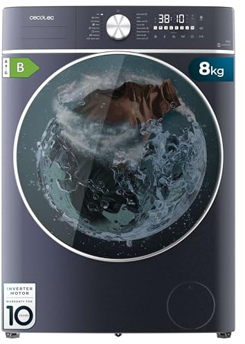 Cecotec Lavadora Secadora 8-5Kg Carga Frontal Bolero Wash&Dry 8580 Inverter Ice Blue A. 1400RPM, 16 Programas, Motor Inverter Plus, SteamMax, OnSmart, Smooth Wash, SpaCare y Goma antibacteriana