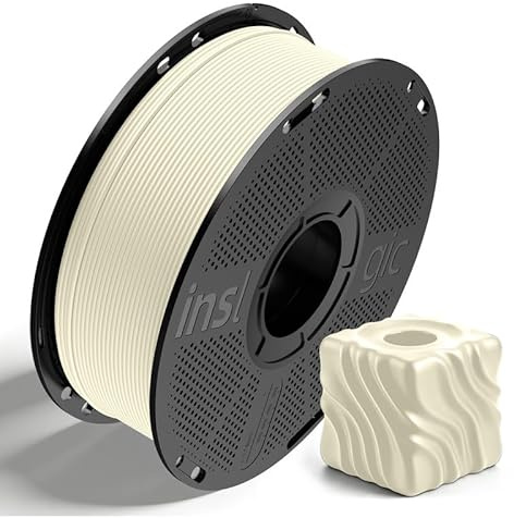 Inslogic Matte PLA Filament Off-White 1.75mm 3D Printer Filament, 3D Printer PLA Filament with 1kg Spool, Dimensional Accuracy +/- 0.02mm, Compatible with Bambulab Refill