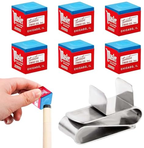 Juego de 6 tizas profesionales para billar, con 1 soporte para tizas, tizas de alta calidad para tacos de billar, tizas para tacos de billar, tizas para billar, tizas para billar