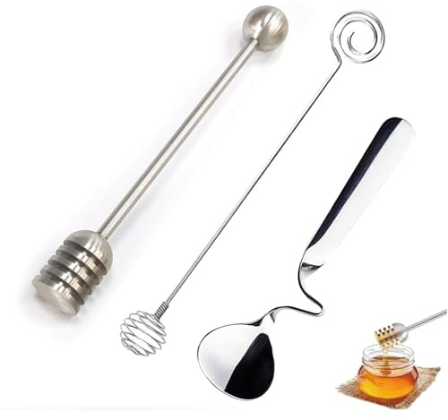 3 Stück Honiglöffel Edelstahl, Marmeladenlöffel Set Für Honig, Joghurt Und Sirup, Praktischer Rührlöffel Mit Hängendem Design, Honiglöffel Glas Ideal Für Tee Und Frühstück