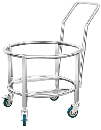 Estante para ollas de acero inoxidable resistente con ruedas, carrito móvil para sopa, carrito de basura antivuelco para macetas grandes y contenedores de plantas