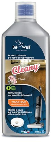 CLEANY Detergente Concentrato per Robot Lavapavimenti e Aspirazione con Igienizzante Multisurface 1000ml pulizia senza aloni e sostenibile Adatto a tutti i Robot (Fiore di campo)