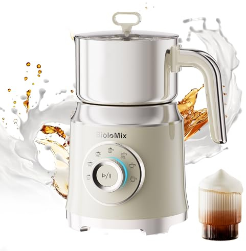 Biolomix Montalatte Eettrico 7 in 1, Motore da 600W | Montalatte con Grande Capacità da 800ml, Temperatura Regolabile, Per Latte, Macchiato (BM201)