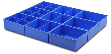 Lådor insatslåda blandningssats, olika storlekar och färger, lådinsatser, sorteringslådor, insatslådor, lådindelning, kombinerbara (9 delar (Höjd: 65 mm))
