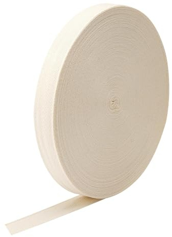 50 Meters 25mm Cotton Twill Tape Cotton Bias Binding Tape Webbing, Beige | Tape Cotton, Webbing Bunting, Tape Ribbon, Herringbone for Sewing, Dressmaking, Alteration Craft, Knitting Apron, Garment