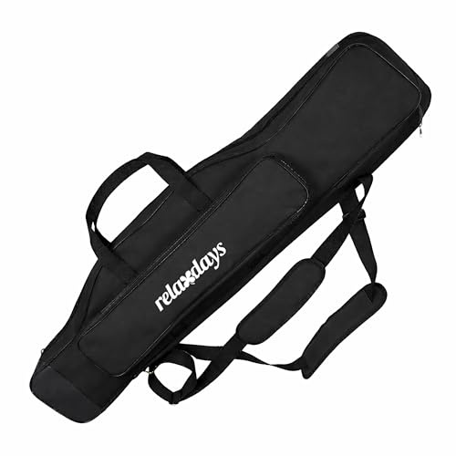 Relaxdays Angeltasche, Rutentasche, 100 cm, für 3 Ruten, 5 Fächer, schwarz | gepolstert, Angelzubehör, groß, 1200D Oxford