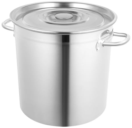 Olla grande de acero inoxidable 201, 35 L, con tapa, para inducción, gas, eléctrica, 30 cuartos para cocinar sopa, guiso, 47 x 36 cm, grosor de pared de 1,2 mm
