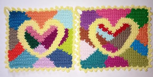 1 Paar Topflappen Herz, gehäkelt Handarbeit Herzen Liebe