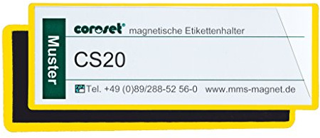 Magnetische Etikettenhalter/Etikettenträger/Etikettenhüllen/Einstecktaschen für Papieretiketten, gelb (100 St., 97 x 30 mm)