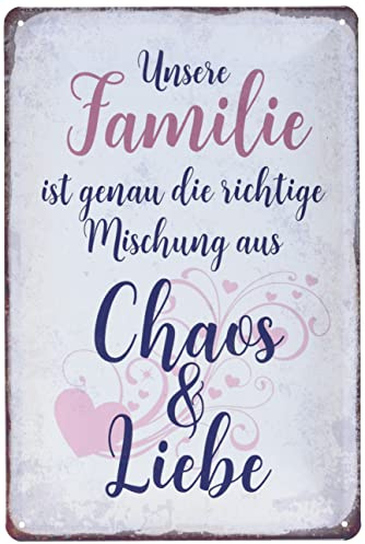 Schatzmix Blechschild Spruch Familie Mischung Chaos Liebe Metallschild Wanddeko 20x30 tin Sign