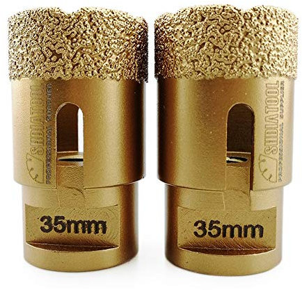 SHDIATOOL Diamantbohrer 2 Stücke 35mm Lochsäge Bohrkrone M14 Gewinde für Porzellan Fliese Keramik Granit Marmor Trockenbohren