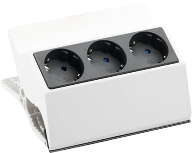 BACHMANN - Peggy - 3fach Steckdosenleiste. Mehrfachsteckdosenleiste mit Klemmvorrichtung weiß mit 3X Schutzkontakt Steckdose. Kabellänge 3,0 m H05VV-F 3G 1,5m²