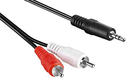 3.5mm Stereo Jack to RED & WHITE RCA Phono Cable Audio Aux Music Lead With Speaker 2m