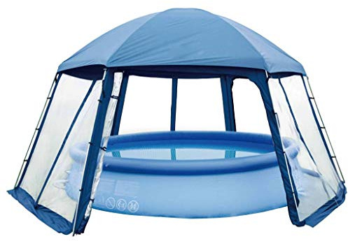 Blue Bay Poolzelt mit Seitenwänden Pooldach Pool Dach Poolüberdachung Poolabdeckung Partyzelt Gartenpavillion Poolpartyzelt Aufstellpool Blau 433x500x250 cm