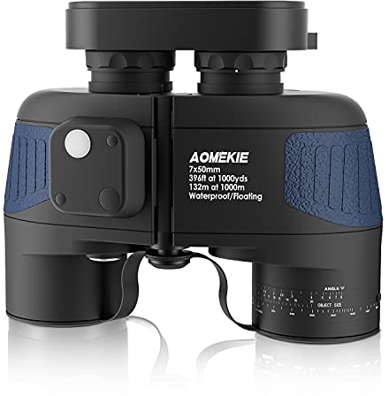 Aomekie Fernglas mit Nachtsicht Entfernungsmesser und Kompass 7X50 Militär Fernglas Marine BAK4 FMC Wasserdicht für Erwachsene mit Tasche und Gurt