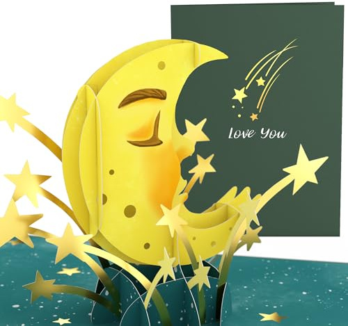 Lovepop® 3D Pop-Up Karte Love You to the Moon and Back Grußkarte zum Valentinstag, Jahrestag oder Hochzeitstag | inkl. Umschlag & Versteckfach für Geld & Gutscheine