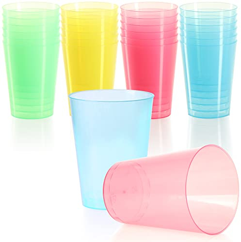 com-four® 24x Mehrweg Trinkbecher für Party, Camping und unterwegs - wiederverwendbar und spülmaschinengeeignet - Kunststoffglas [Auswahl variiert]