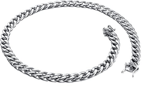 AMDXD Panzerkette, Edelstahl Kette Herren, Metallketten Punk Silber Breit 9MM Länge 60cm Edelstahl Kette Schmuck Hip Hop Punk für Männer