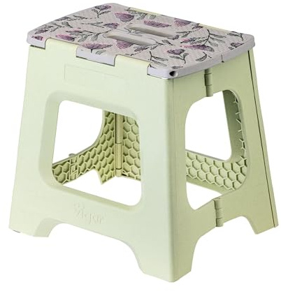 Vigar Compatto Sgabello Pieghevole per Adulti, 32 cm, Sgabello Pieghevole Portatile Antiscivolo per Casa, Cucina, Bagno, Campeggio, Doccia, Supporta fino a 150 kg, Verde Florganic