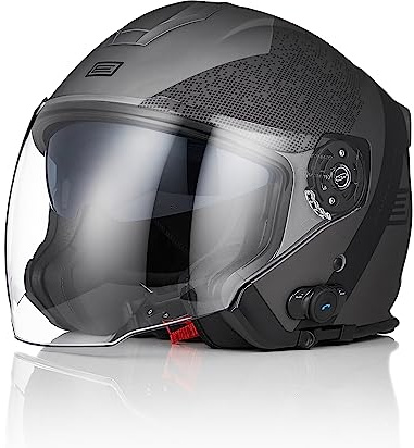 ORIGINE Casco Moto Jet Bluetooth Casco Scooter con Doppia Visiera Omologato ECE 22-06