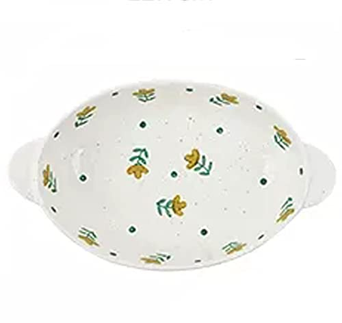 LUCBEI Lasagnera Piatti da Forno in Ceramica, Due Orecchie da Forno in Ceramica Barbecue for Uso Domestico e Piatto for Pesce Piatto Speciale for Forno in Ceramica ad Alta Temperatura Teglie da Forno