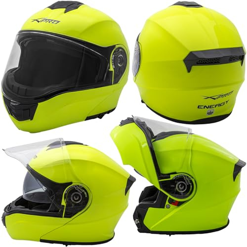 Casco Moto Modulare Apribile P/J Touring Sport Visiera Parasole Fluo S