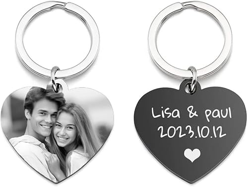 Cezool Personalized Schlüsselanhänger mit Text & Fotogravur,Dog Tag,ID Tag,Personalisierte Geschenke
