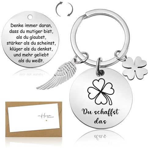 Glücksbringer Schulanfang Schlüsselanhänger, Du Schaffst Das Mutmacher Glücksbringer Prüfung Geschenk, Personalisiert Schutzengel Schulanfang Inhalt Schultüte Füllung, Geschenke zur Einschulung