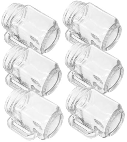 OKUMEYR 6pcs Mini Glass Cups Small Beverage Drinking Cups Portable Mason Drinking Jars for Cocktail and Spirits