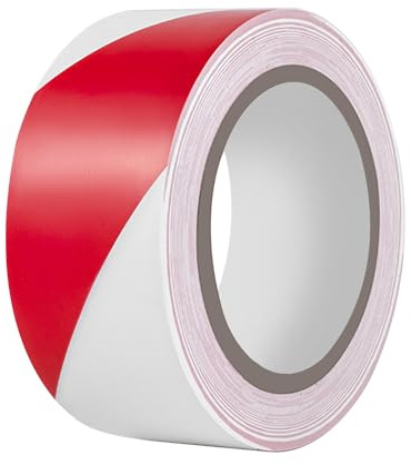 Duccinp Warnband Sicherheitsklebeband, 50mm x 33m Wasserdicht Selbstklebend Warnklebeband, PVC Absperrband, Boden Markierungsband Für Warnmakierungen Und Bodenkennzeichnungen (Rot-Weiß)