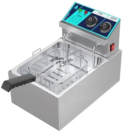 Freidora Aceite Comercial 20 Litros, 3000W de Alta Potencia Freidoras de Acero Inoxidable, Temporizador de 60 Minutos, Control de Temperatura de 0-300 ℃ 220V(44.5 * 29.5 * 32cm(2500W))