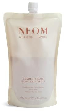 NEOM Complete Bliss Hand Wash Refill, 600ml I Infused with soothing pomegranate, chamomile extracts and skin-softening aloe vera I 100% natural fragrances and 100% recyclable pouch