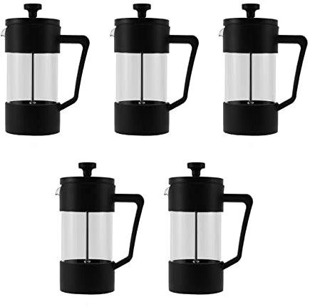 Umsoxhy 5X Prensa de Café Francesa & Tetera, Prensa de Café de Vidrio de Borosilicato Espesado, Libre de óxido Y Apta para Lavavajillas, Negro
