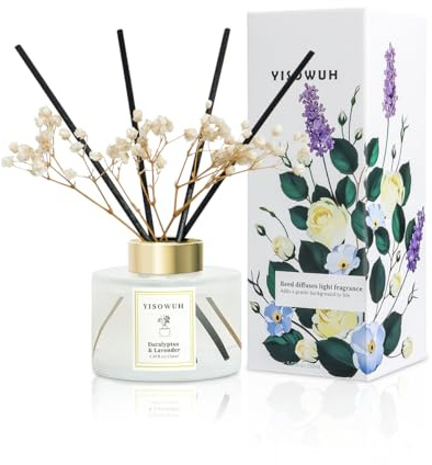 YISOWUH Raumduft Duftstäbchen, 150 ml Eukalyptus & Lavendel öldiffusoren mit 8 Duftstäbchen, Raumduft Diffusor für Badezimmerregale