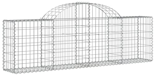 Panier de Gabion, Panier à Pierre Gabion Mur de Soutènement Clôture de Jardin arqué 200x30x60/80 cm Fer galvanisé