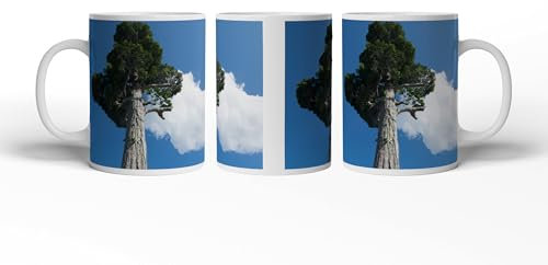 Tazza con motivo Un gigante in legno si estende nel cielo, 300 ml, in ceramica bianca, tazza da caffè/idea regalo