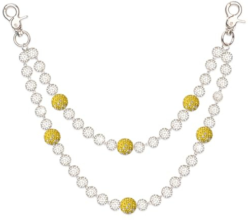 DIKJAK Hip Hop Pants Chain, Rhinestone Bead Starry Chain for Body Waist, Perfect Accessory for Men and Women, Yellow