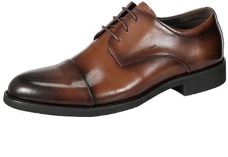 YFFUSHI Scarpe Uomo in Pelle Oxford Stringate Basse a Punta Derby Eleganti da Business Ufficio Formali, marrone, 45