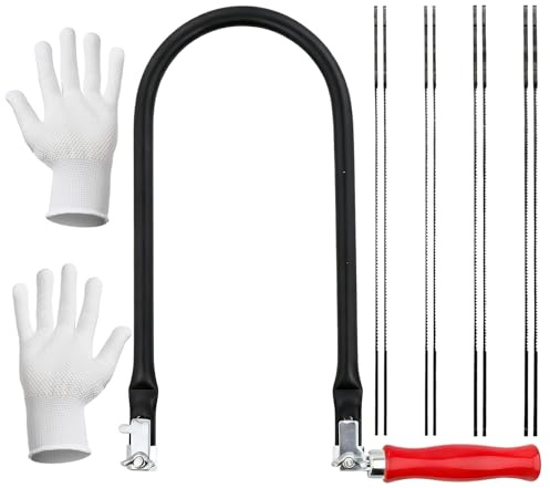 Juego de 8 hojas de sierra de precisión (tamaño 4, 6, 8, 10), curvado con mango de madera para metal y madera, herramienta ideal para trabajos de madera fina, modelismo y proyectos de bricolaje