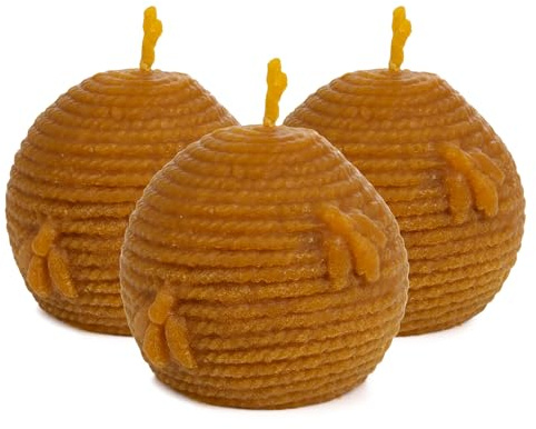 KERC - Velas de Miel - (3) Esfera 5.5x6cm -100% Ecológicas y Artesanales - 45h Aprox. de Luz para Purificar Espacios, Hacer Ritual, Decorar y Obsequiar - Velas Decorativas - Sin Toxicos con AROMA.
