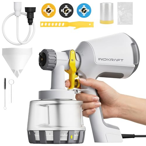 InoKraft Paint Sprayer, Bob Vila Awards HVLP Sprayer Includes 3 Patterns & Whole Cleaning kit for House Painting, Furniture, Cabinets, Compatible with Stains and Latex Paints,1200ml(2026)